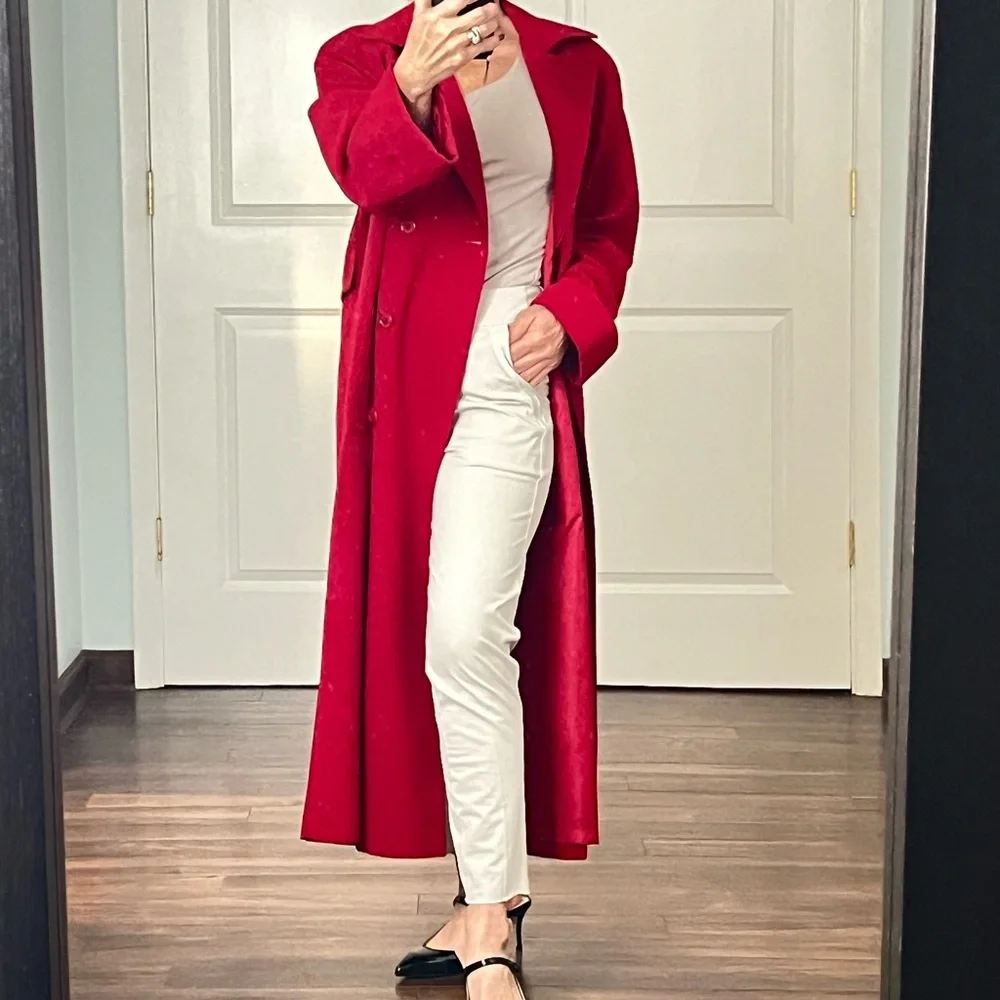 Gallery Red Trench coat size 6P - Picture 1 of 13